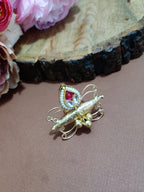 Brass-Plated Pachi Kundan Butterfly Design Adjustable Finger Ring