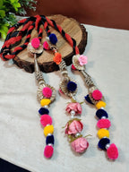 Lace & Gota Flower Punjabi Choti Paranda Ponytail Braid Holder – Multicolour