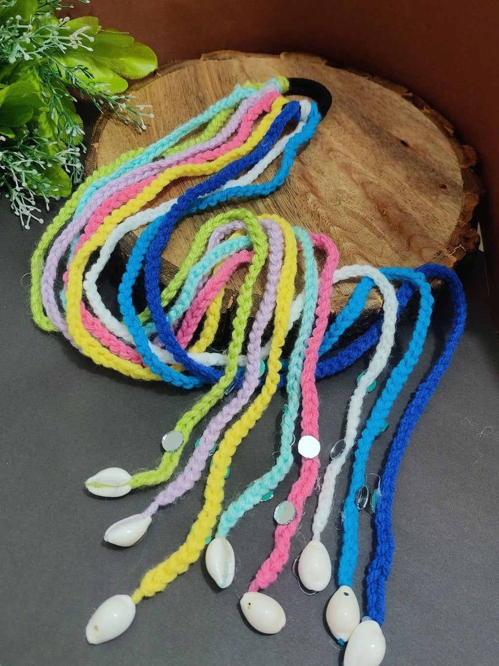 Handmade Crochet Choti Paranda Boho Hair Strings – Pastel Blue