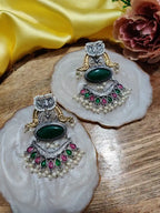 Dual Toned Oxidised Silver Plated Chanbali Lotus Earrings