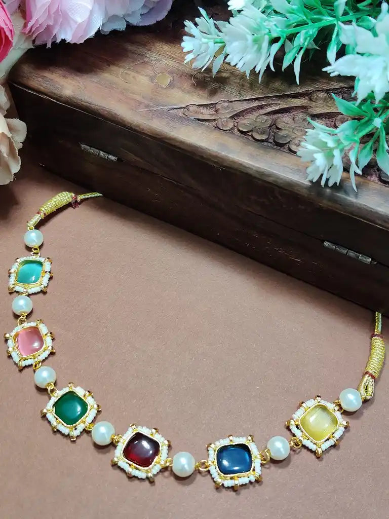 Gold-Plated Kundan Studded Statement Choker Necklace