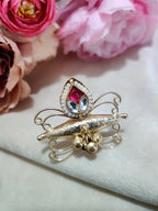 Brass-Plated Pachi Kundan Butterfly Design Adjustable Finger Ring