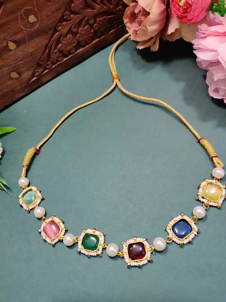 Gold-Plated Kundan Studded Statement Choker Necklace