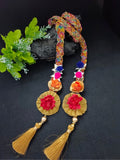 Lace & Gota Flower Punjabi Choti Paranda – Multicolour Beaded Cord